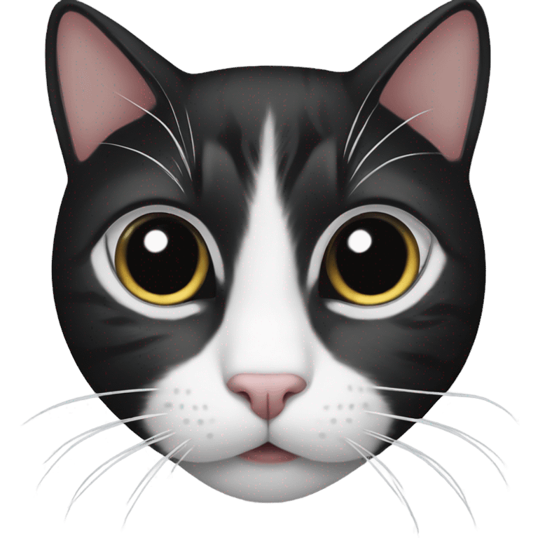 Black and white cat with black nose  emoji