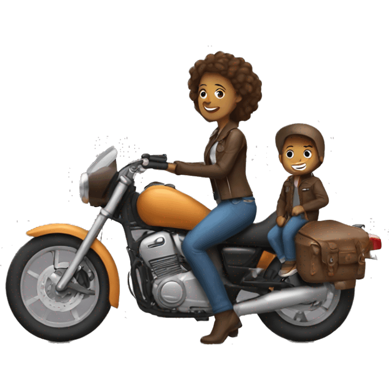 motorcycle mother and son emoji