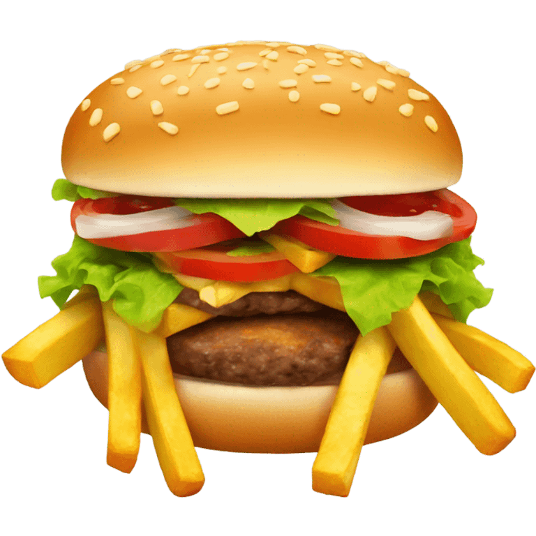 hamburger with french fries emoji