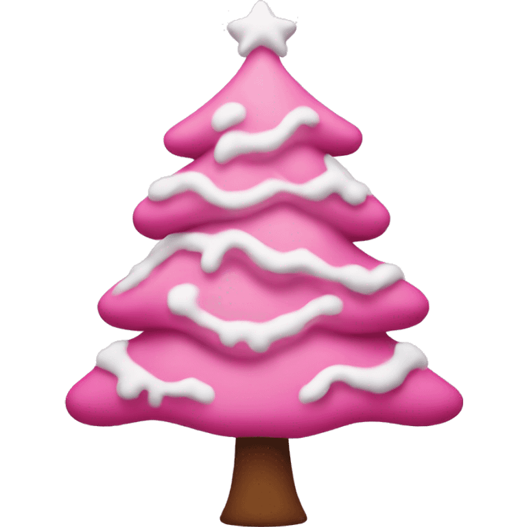 Pink Christmas tree with snow on it. emoji