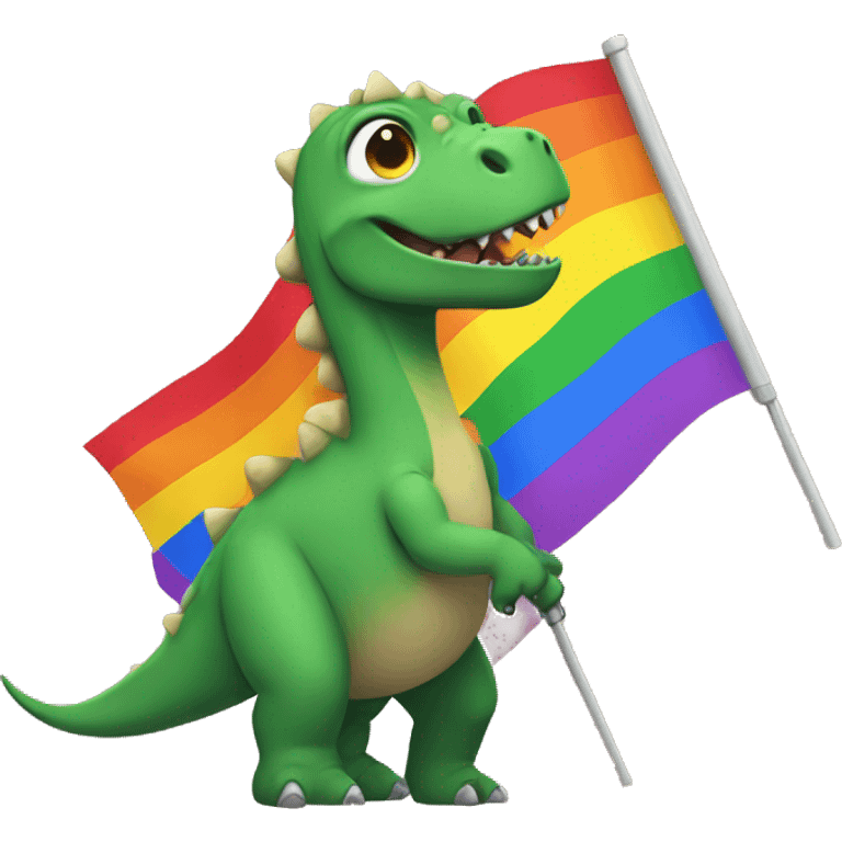 Dinosaur holding a pride flag emoji