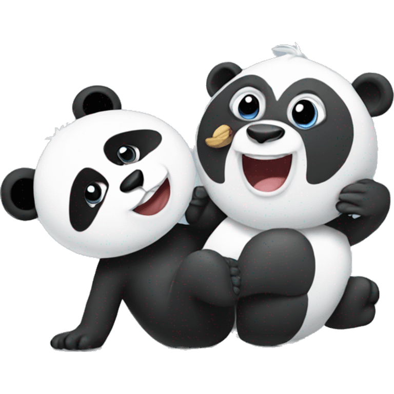 Panda and monkey playing  emoji