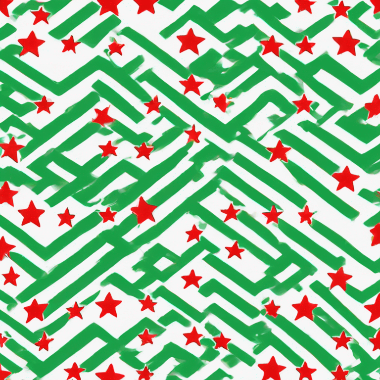 Green: Top stripe White: Middle stripe Black: Bottom stripe The three red stars are located in the center of the white stripe. emoji