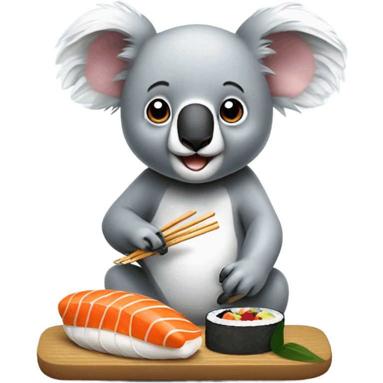 Cute koala eating a piece of sushi emoji