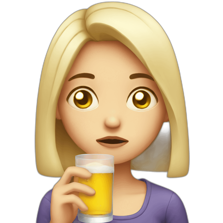 sad drinking girl emoji