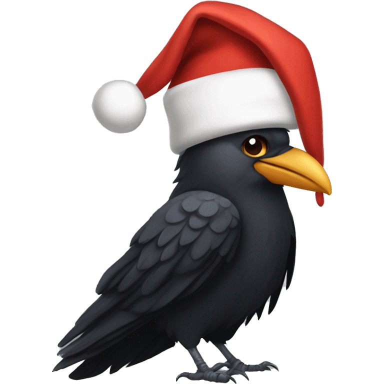 crow wearing christmas hat emoji