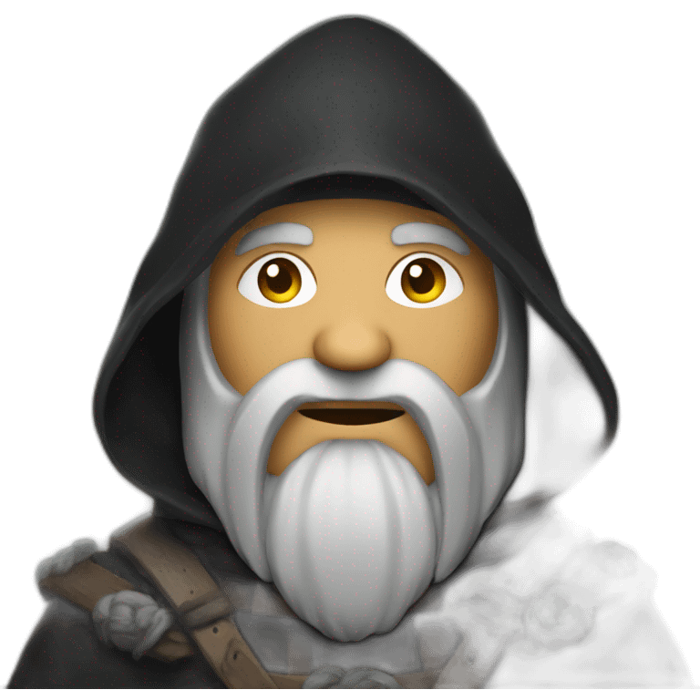 man Witch in black, face covered, dressed in old viking clothes emoji