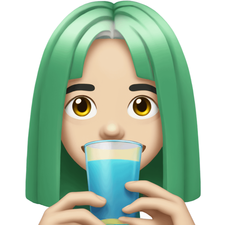 Billie Eilish drinking juice emoji