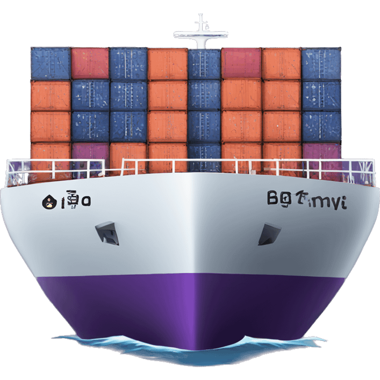 cargo ship with purple containe emoji