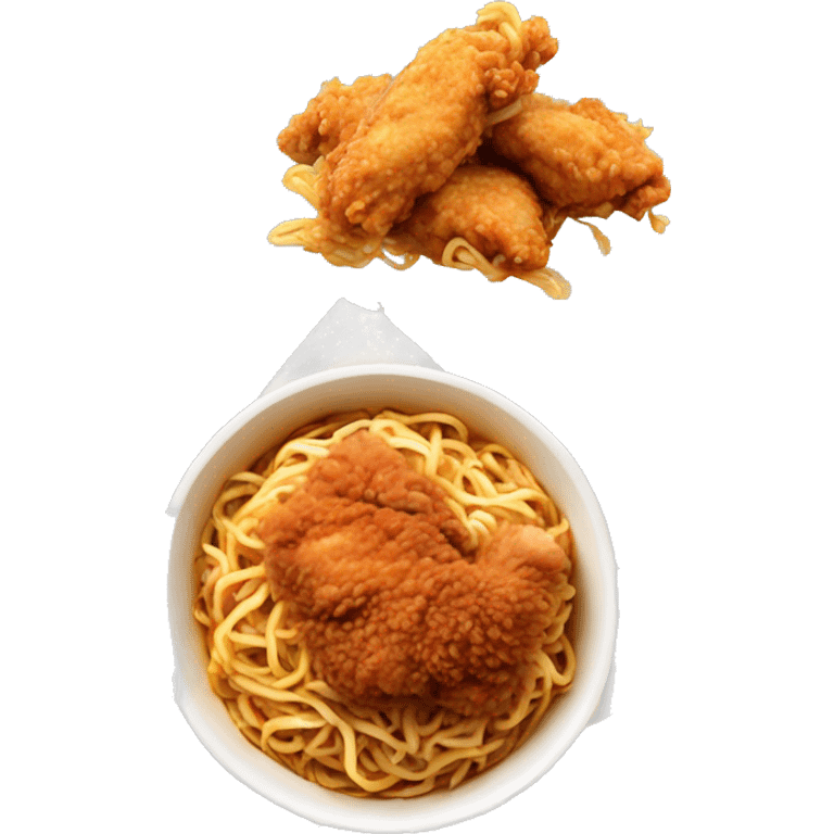 Buldak noodles and fried chicken emoji