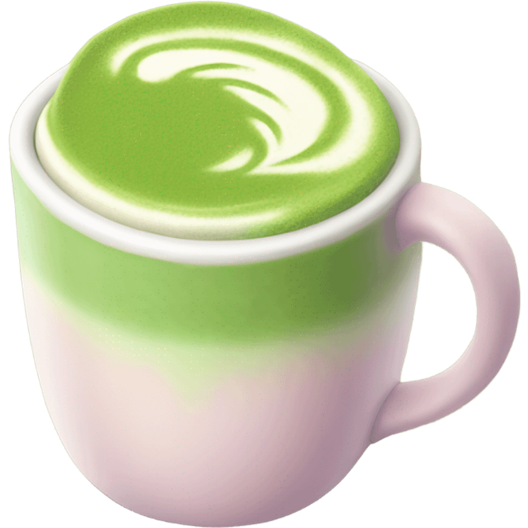 Realistic Matcha latte in pastel mug emoji