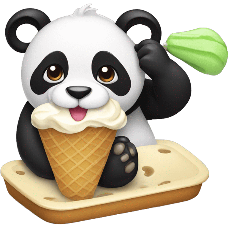 Panda eating ice cream emoji