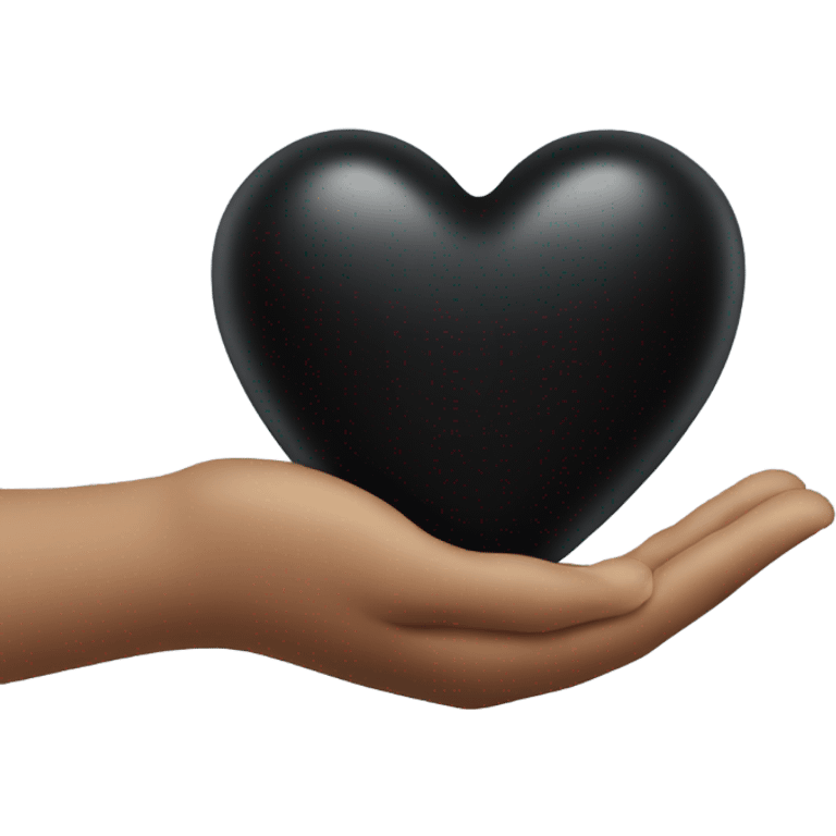 hand holding a black heart emoji