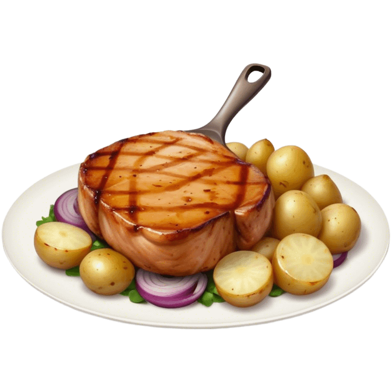 pork chops with onions and potatoes emoji