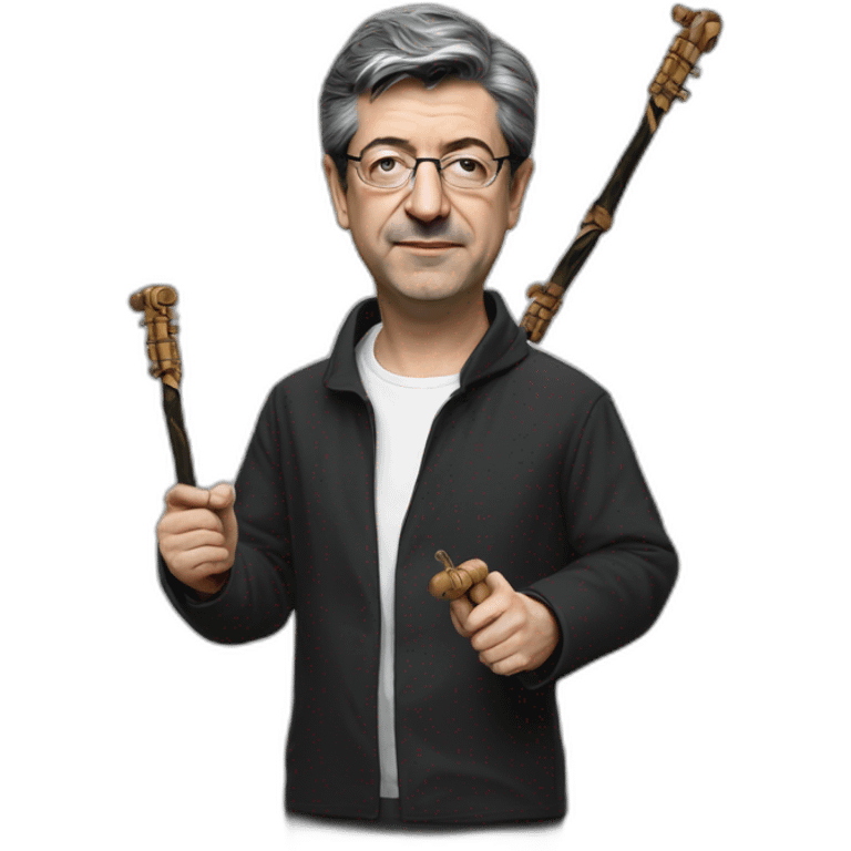 mélenchon with a nunchaku hyperrealistic emoji