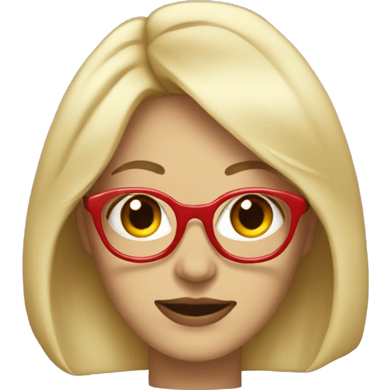 Blonde woman with medium length hair with red glasse emoji