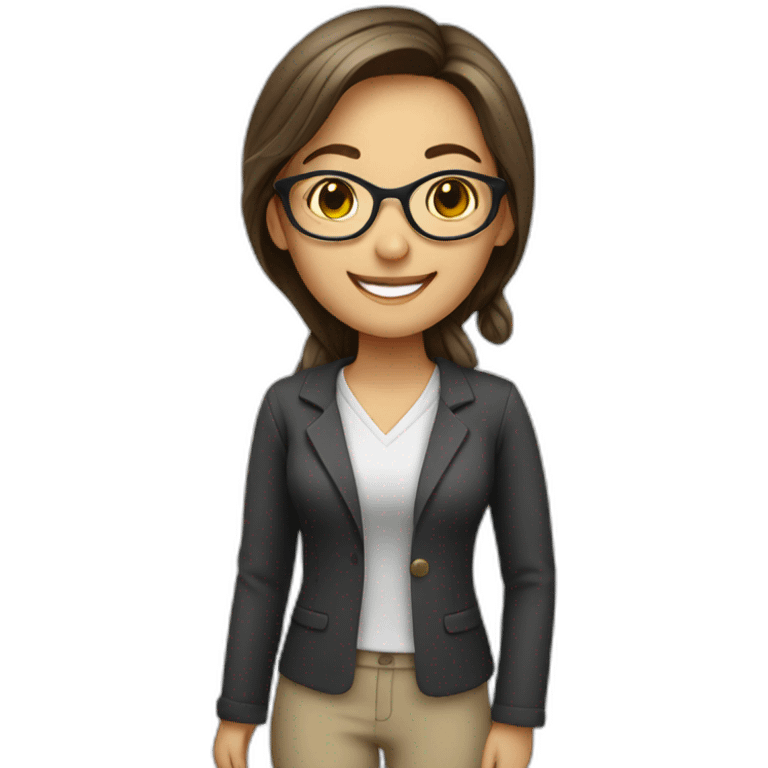 happy girl teacher with glasses emoji