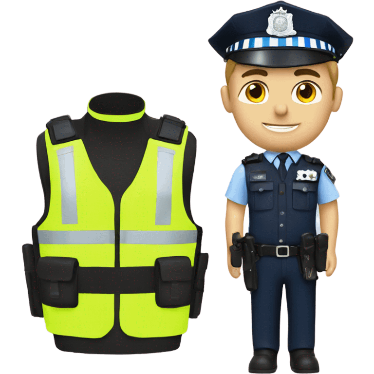 White Police office with uk police gear - high vis vest emoji