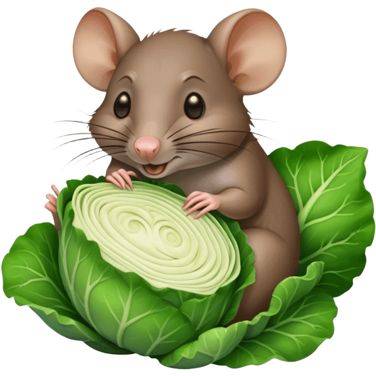 Brown rat ￼eating a cabbage ￼￼ emoji