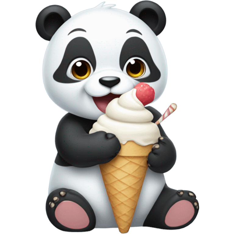 Panda eating ice cream emoji