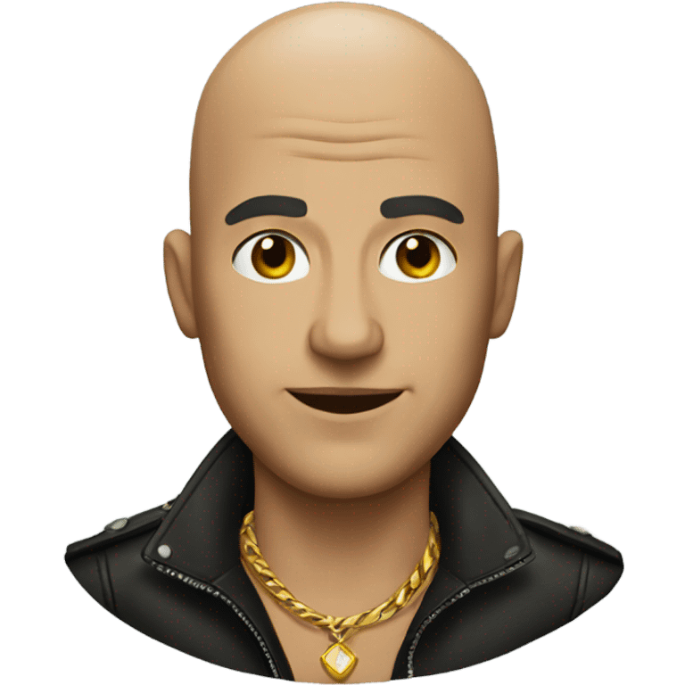 bald man with necklace in leather emoji