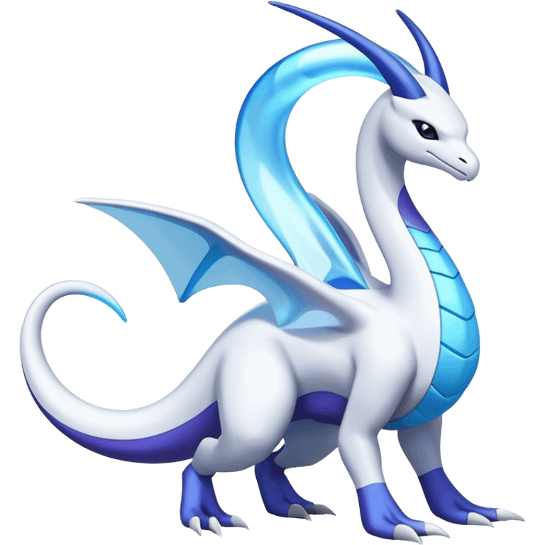 Futuristic-lugia-dragonair-suicune-hybrid, full body emoji