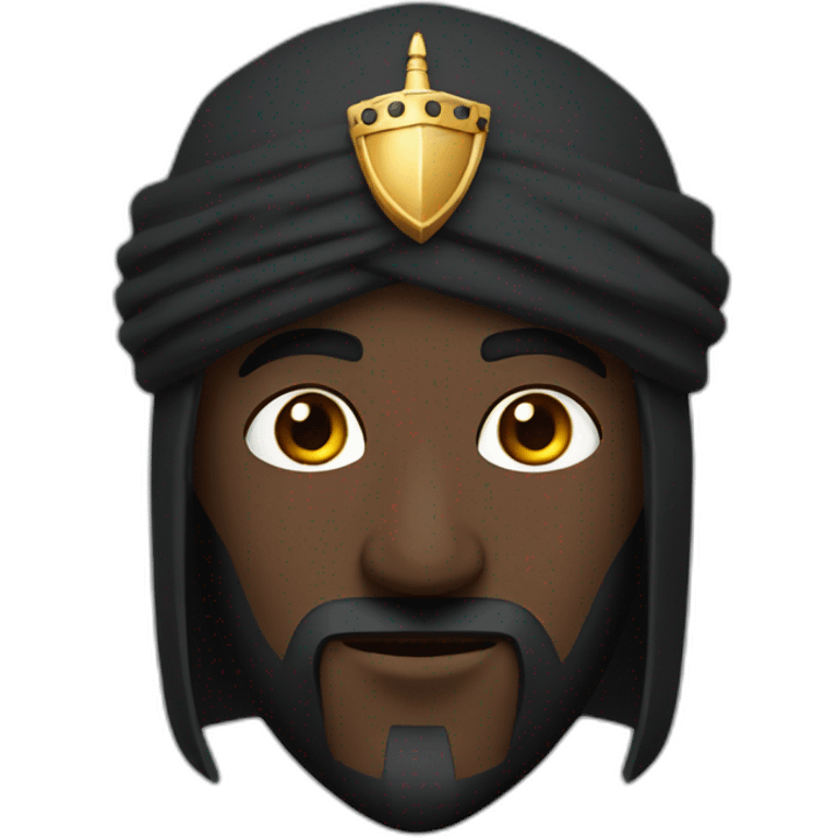 Black knight with Arabic features wearing turban emoji