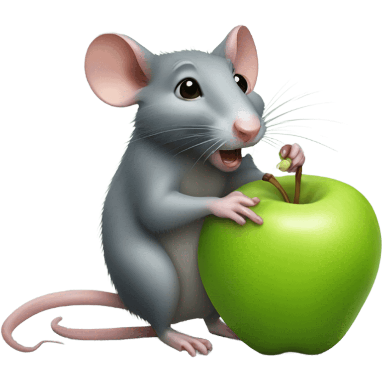 A rat eating a green apple  emoji