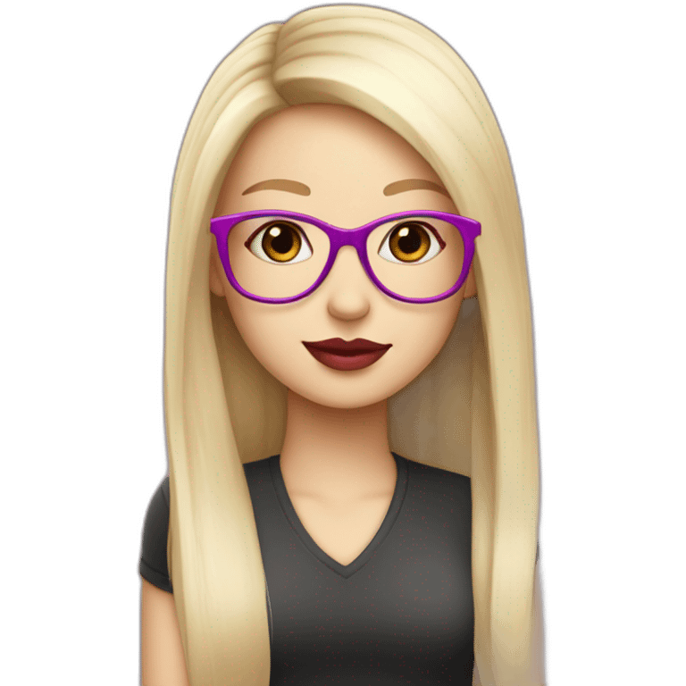 cute-white-girl-straight-hair-with-glasses-and-pink-lips emoji