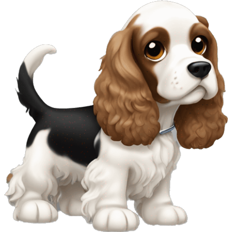 cocker spaniel black white brown  emoji