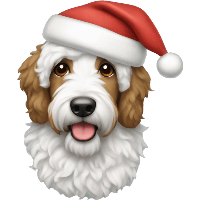 Burnedoodle with a Santa hat emoji