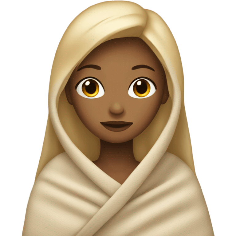 blonde girl with a beige blanket emoji