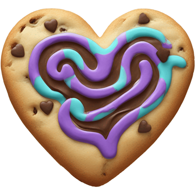 Purple teal chocolate chip heart cookie emoji