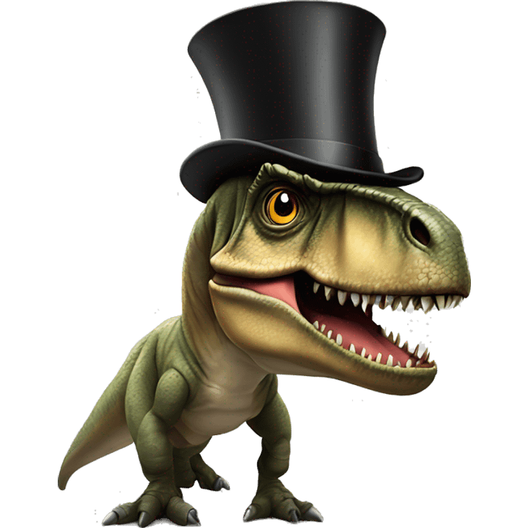 A t-Rex with a top hat and monocle  emoji