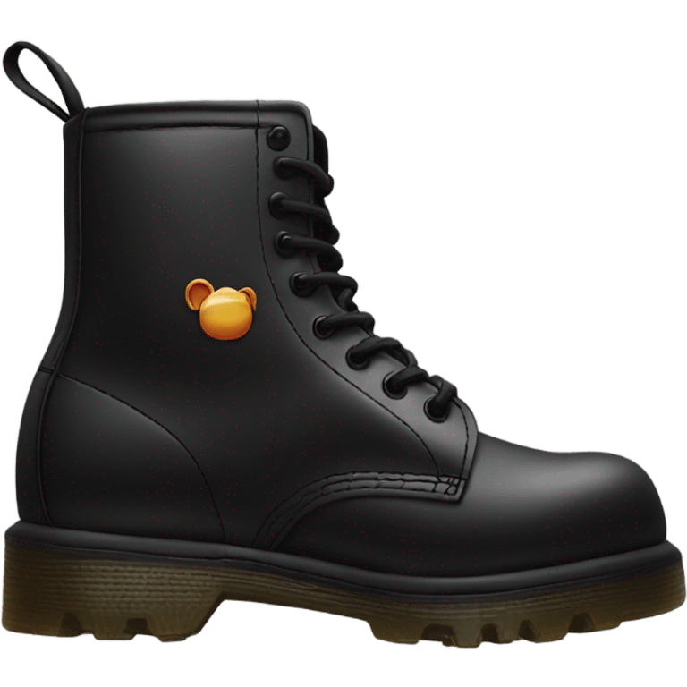 A black doc Martens saying pog emoji