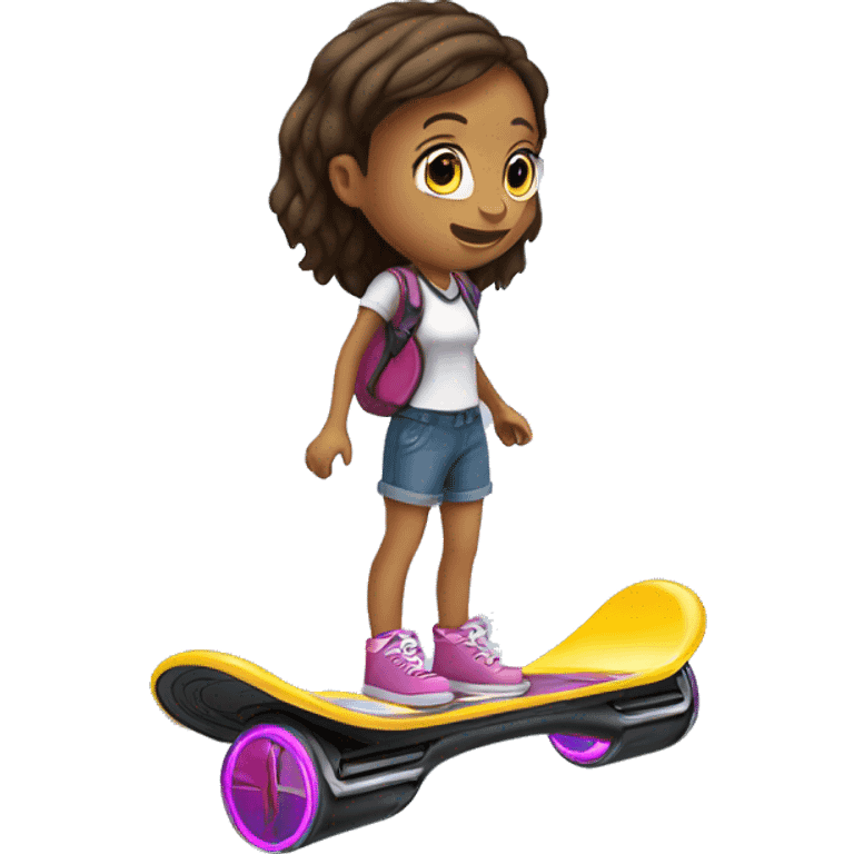 A hover board with a girl standing on it emoji