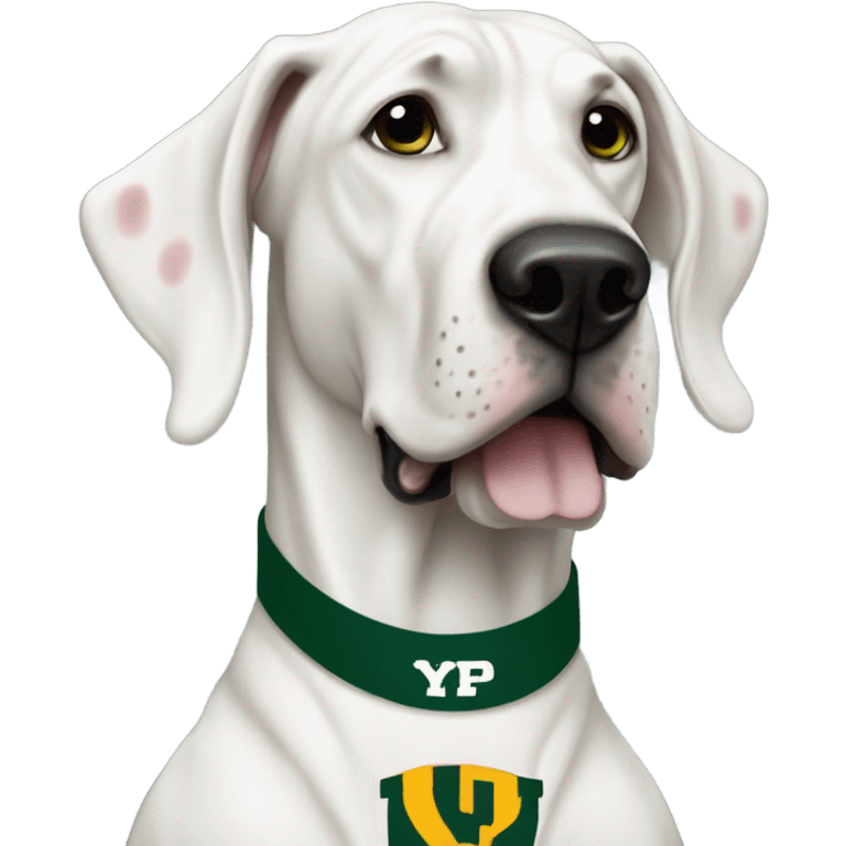 White Great Dane Greenbay Packer fan  emoji