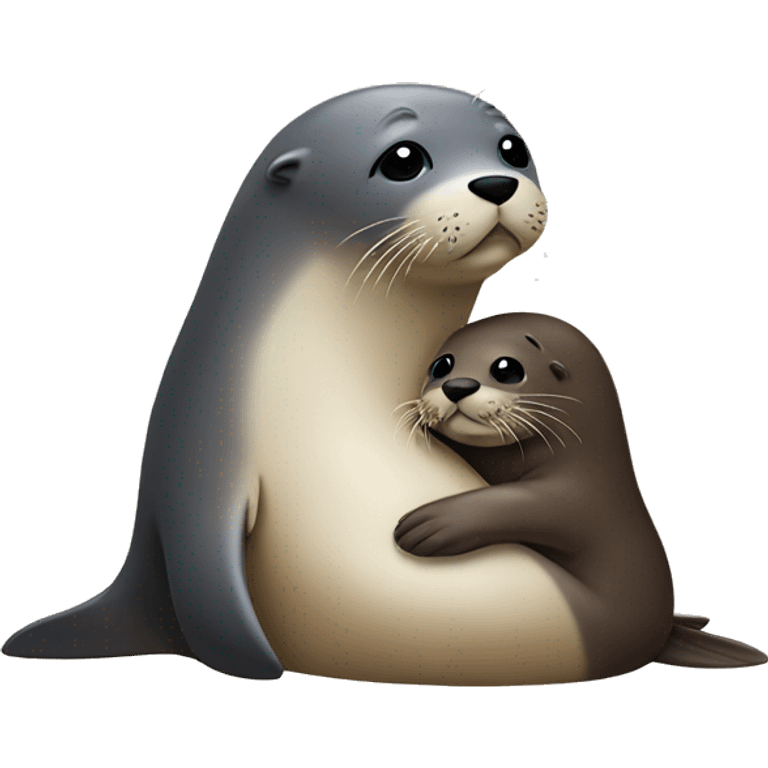 seal hugging otter  emoji