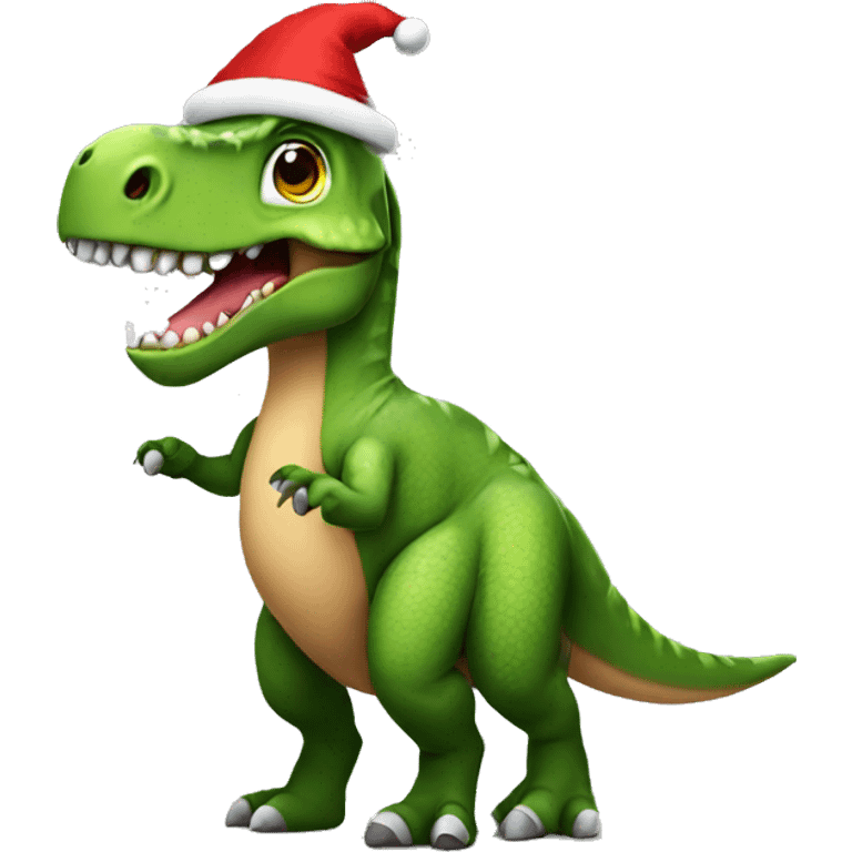 Dinosaur wearing a Santa costume emoji