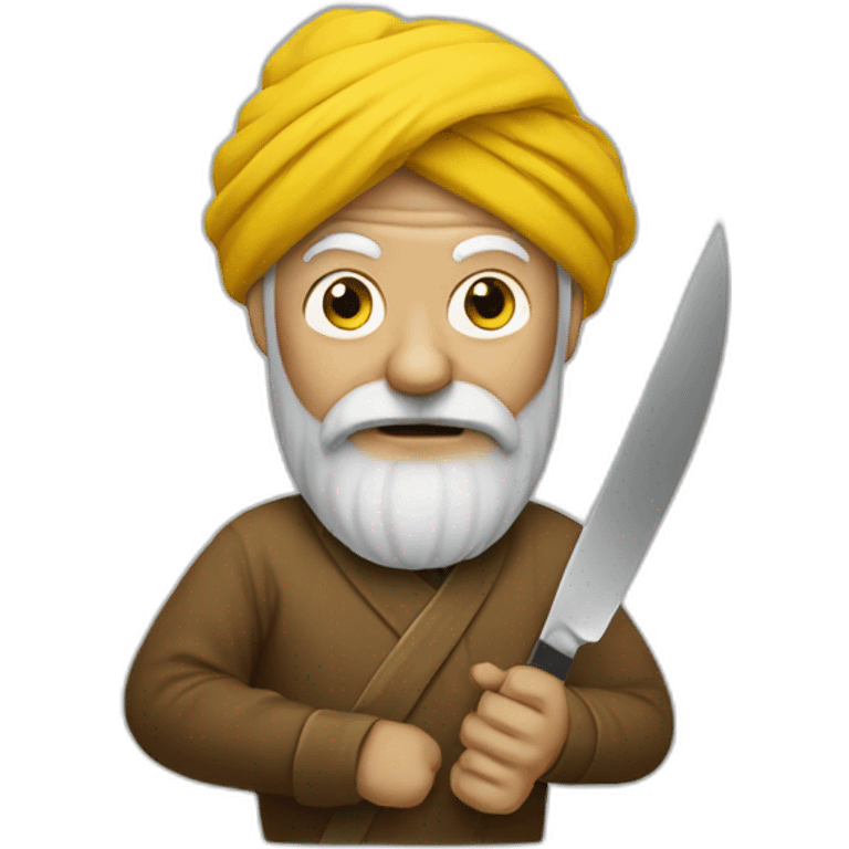 Old man in yellow turban with knife emoji