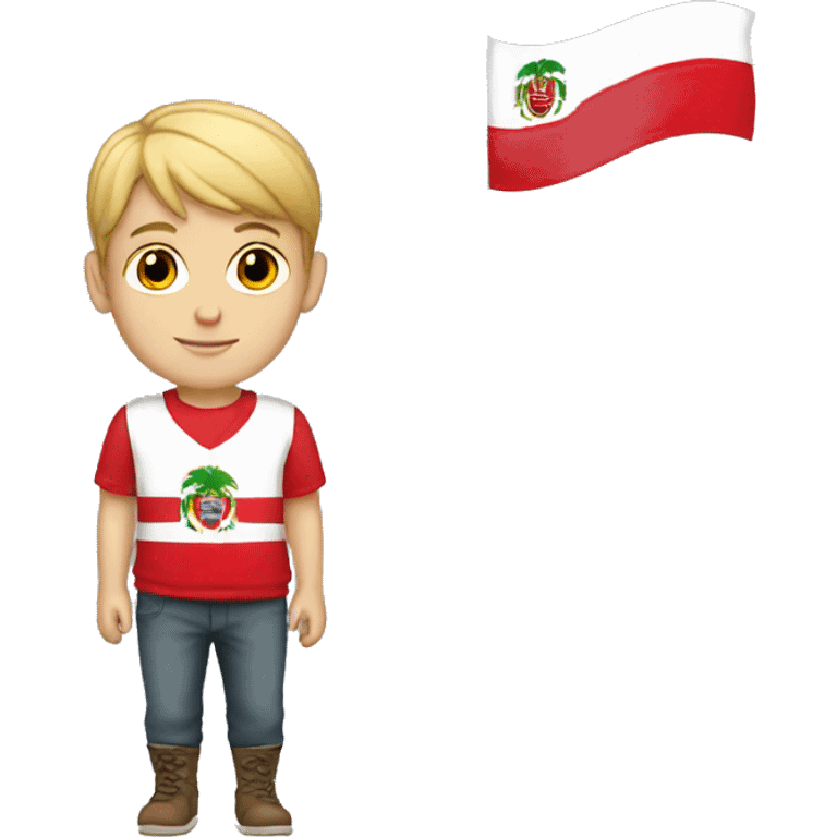 White boy wearing Peruvian flag emoji