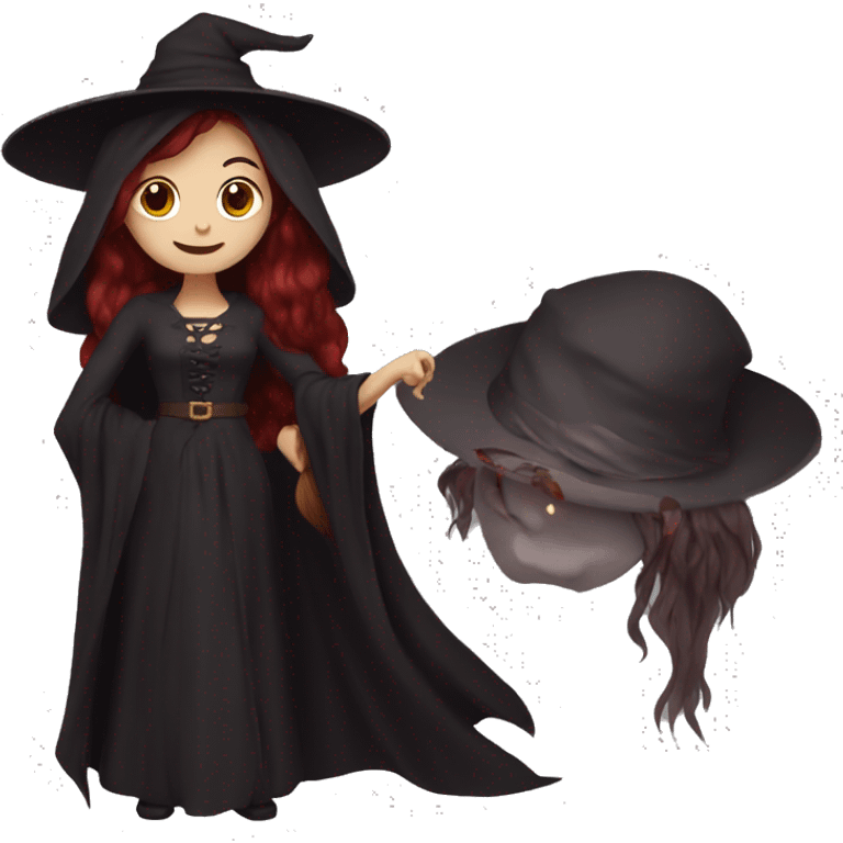 witch with dark red long hair emoji