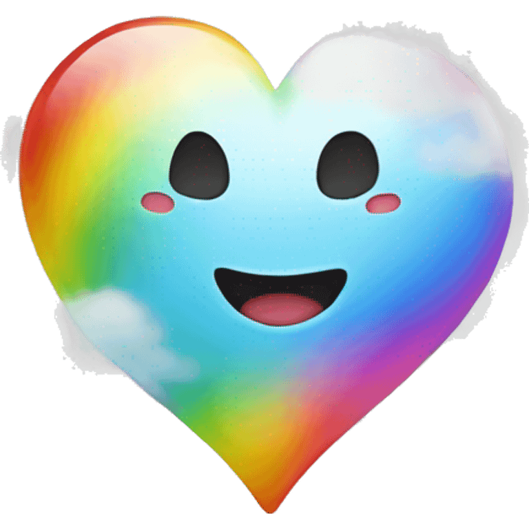 Heart emoji with shine and cloud with rainbow on top  emoji