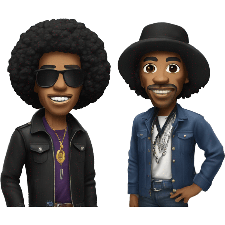 Khayan Wilson and Jimi Hendrix in front of Mount Hood emoji