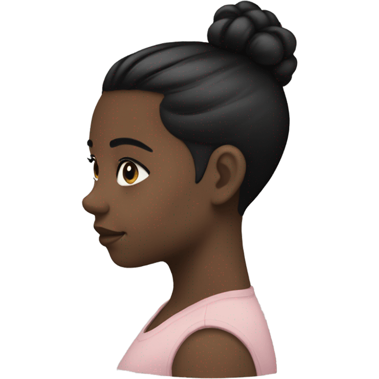 side profile of girl with black ponytail and black blush emoji