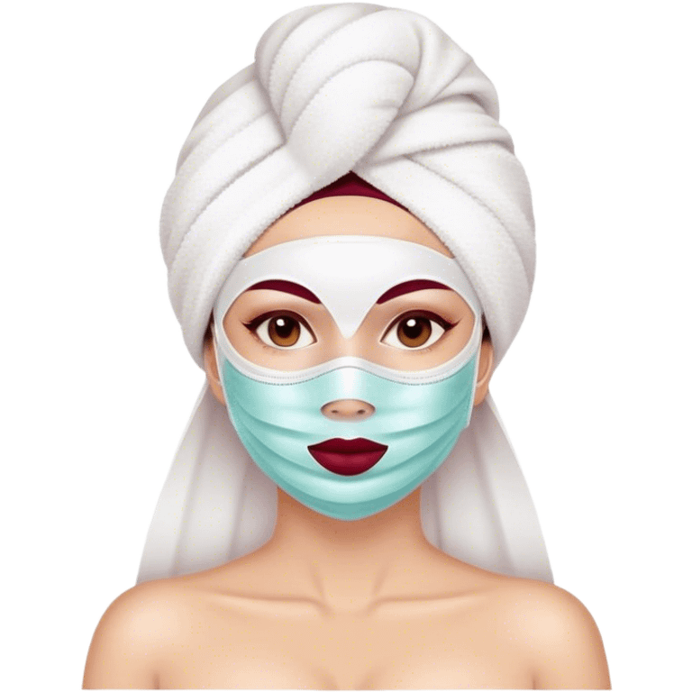 Lady with face mask spa beauty full face relaxing Burgundy emoji