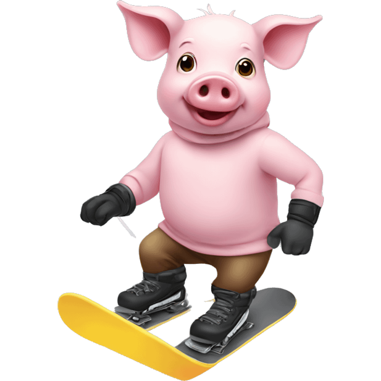 Pig with a snowboard emoji