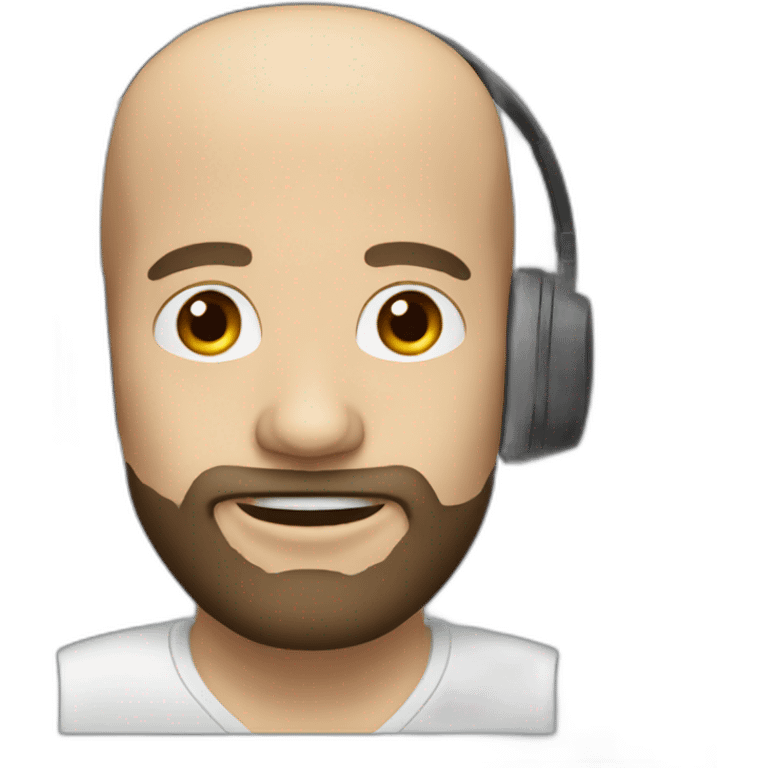 bald man with beard with headset emoji