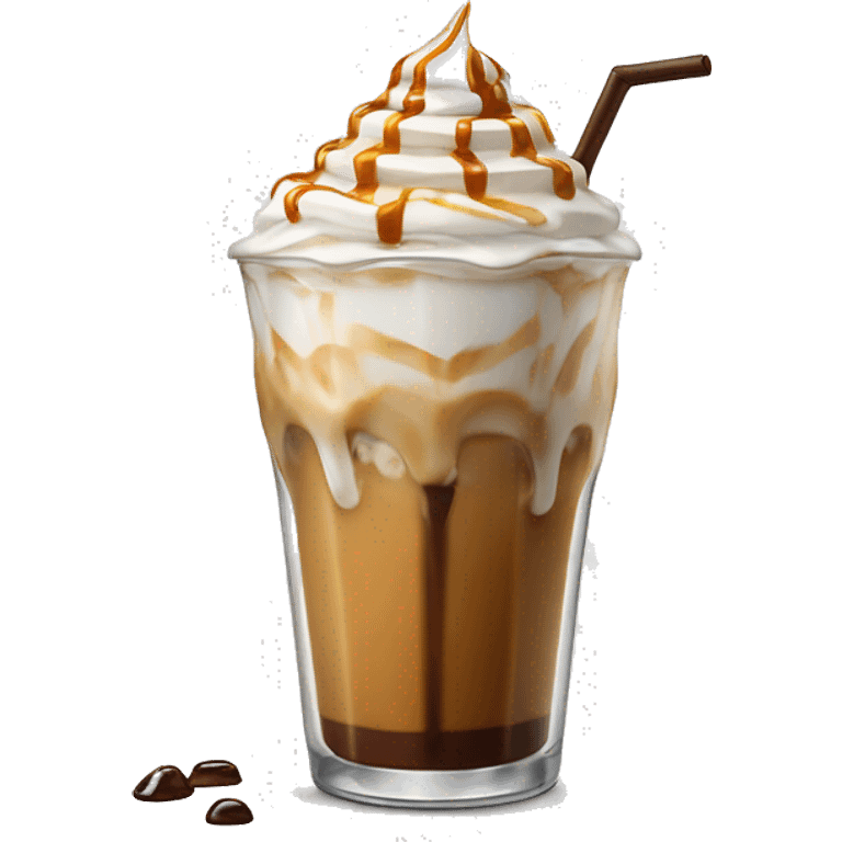 realistic iced latte with whipped cream and caramel drizzle in fancy glass emoji