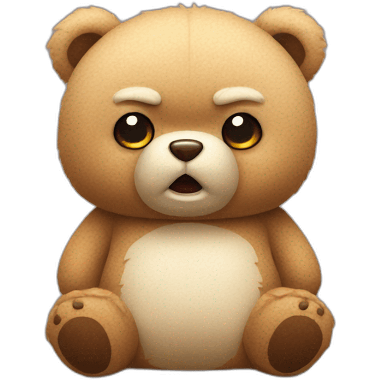 really angry and offended cute cuddly bear toy emoji